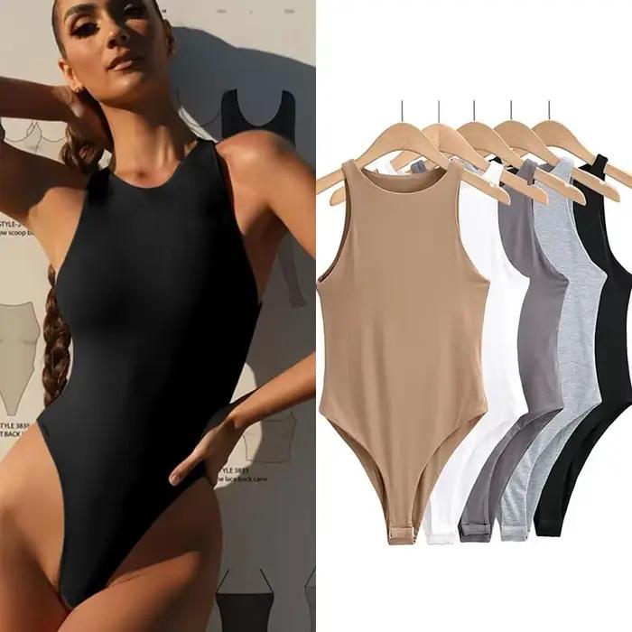 Été solide Sexy moulante femmes body Femme 4 couleur vert mince body décontracté Chic dame Club court combishorts Femme