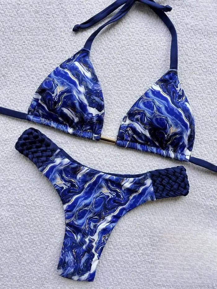 RUOTONSEPT potlačený bikini s viazaním na krk