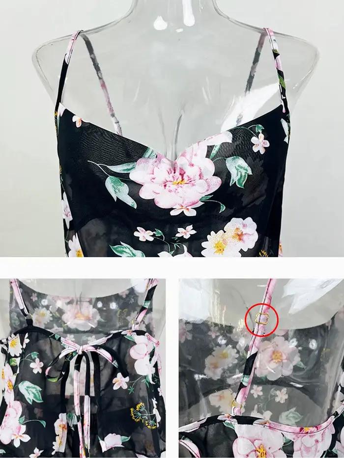 Ensemble de pyjama imprimé fleuri sexy pour femme haute qualité vêtements de nuit haut et short lingerie élégante pour occasions spéciales