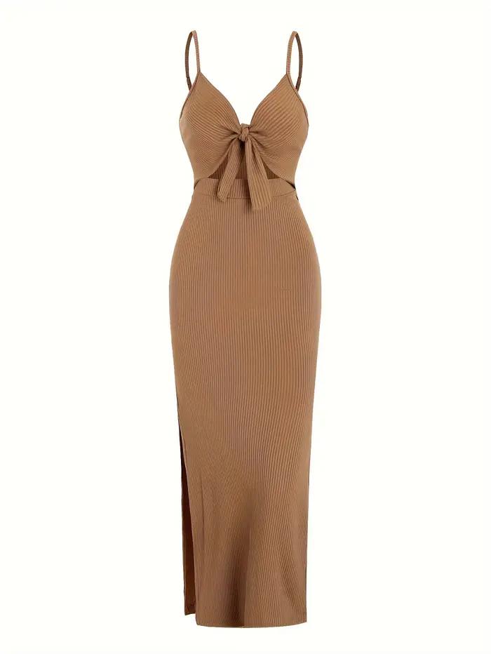 Robe en polyester sexy et club avec bretelles spaghetti et fente latérale pour femmes juniors occasions estivales