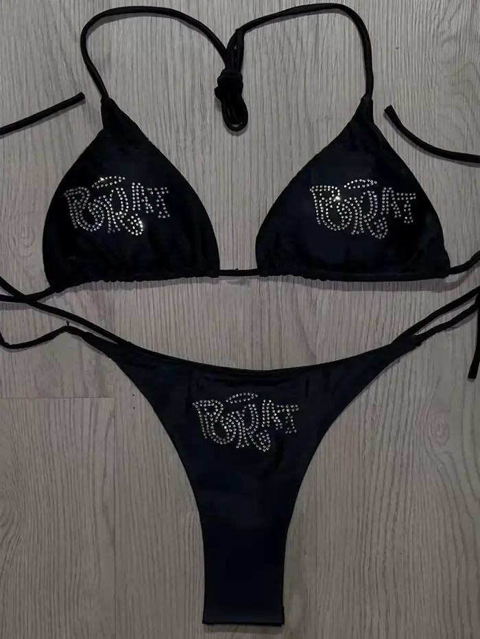 2000s ženský punkový nový plážový odev gotické BRAT kamienková potlač Grunge plavky Bikiny Y2K m