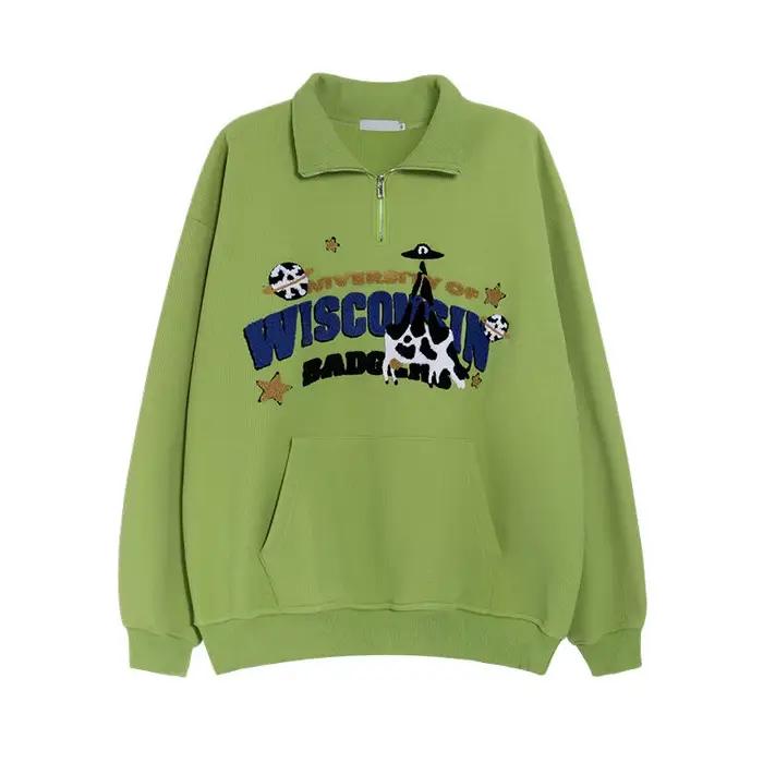 Polo aux motifs d'anime JBOLID pour femmes, pull confortable et élégant, vêtement pour étudiantes, style américain rétro, automne-hiver, broderie colorée, ajustement lâche