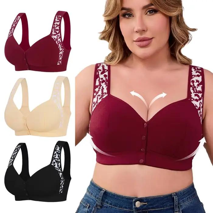 Soutien-gorge Confort Sans Armature à Fermeture Avant Grande Taille - Sans Coutures, Couvrance Totale, Facile à Mettre et à Retirer, Soutien-Gorge Femme Bonnets E 1XL-7XL