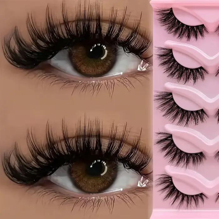 5 párov 3D mačacích očí umelé mihalnice prírodné nadýchané mäkké krížové priehľadné pásiky manga