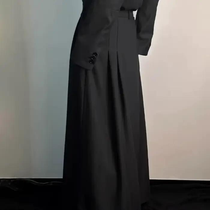 Jupe-culotte gothique superposée Y2K Double couche, jupe-culotte foncée plissée, jambes larges, Design de Niche, pantalons décontractés, jupe unisexe, vêtements pour hommes