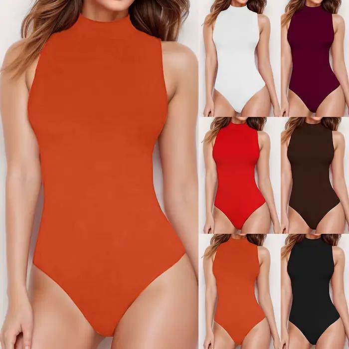 Body femme Sexy Slim Fit col roulé sans manches coton tricoté combinaison nouveau transfrontalier Streetwear moulante minceur Body