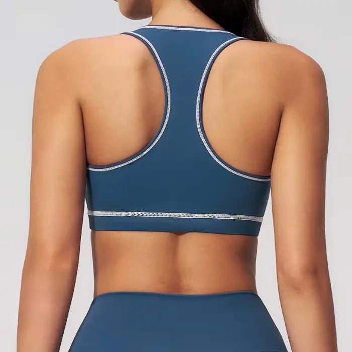 Soutien-gorge de sport brossé pour femme avec dos nageur, débardeur de yoga, vêtements de sport pour activités de plein air et course à pied