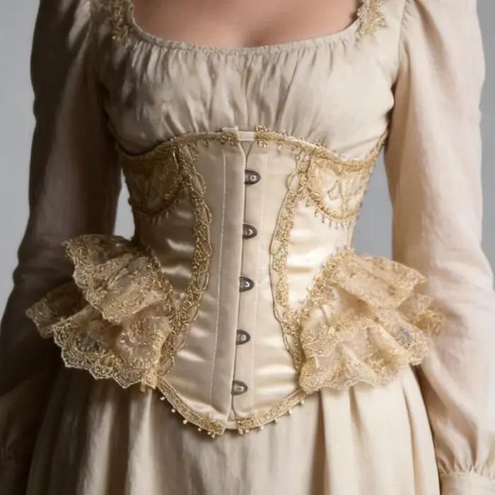 Corset fantaisie en dentelle vintage Lolita à lacets hauts moulants dorés pour femmes occasions spéciales