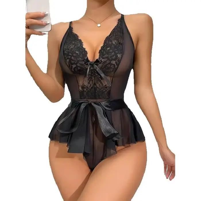 Dámske pyžamo s čipkou nočná bielizeň set S-XL Sexy