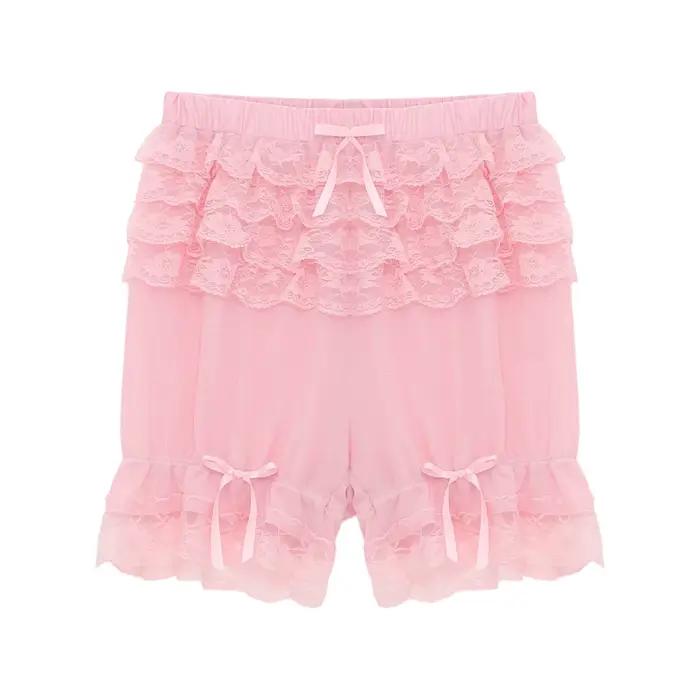 Dámske čisté krajkové nohavičky Bloomers s viacvrstvovými volánmi