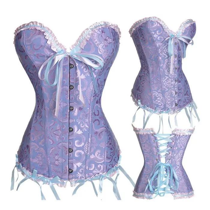 Bustier sexy en polyester avec dentelle et motifs floraux pour femmes, idéal pour mariage, soirée romantique, fête et photo