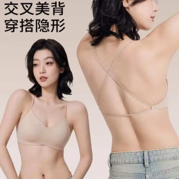 Soutien-gorge sans bretelles de Style japonais pour femmes, haut licou avec coussinets Push Up, dos nu, dos croisé, une pièce, Bandeau, confortable, sans couture