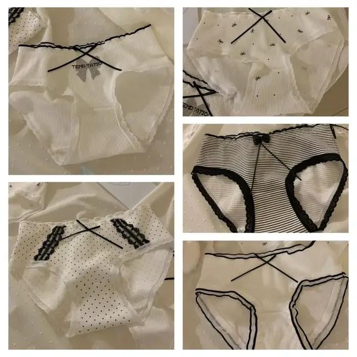 Culottes taille moyenne pour femme en coton doux, à volants, à rayures, à pois et à nœuds