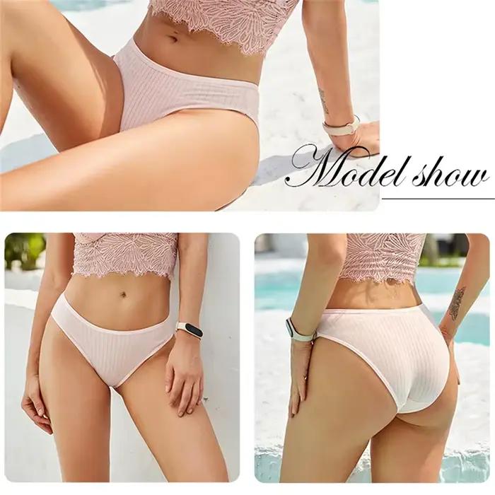 4 kusov/sada ženské bavlnené nohavičky Sexy mäkké pruhované šortky 12 farieb jednofarebné slipy pre ženy pohodlné Stretch Lingerie M-XL
