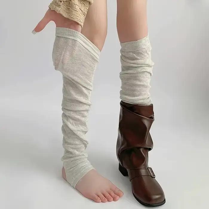 Chaussettes de nuit pour femme, chaussettes de cheville, chaussettes montantes, chaussettes de ballet, chaussettes en molleton, gris, blanc, pour l'automne, pour la salle de classe