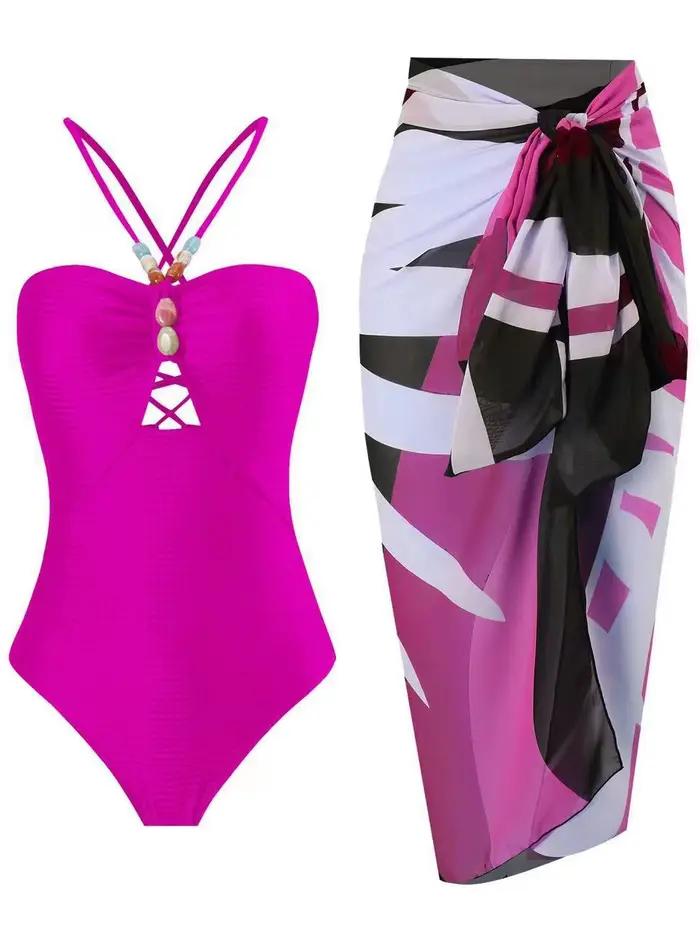 Dvojdielne bikiny plážové plavky 2024 ženy Sexy šnúrkový body s dlhou sukňou letné ženské kúpanie plávanie Bikini set