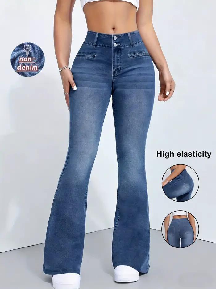 Leggings évasés décontractés en polyester et élasthanne pour femmes, coupe slim, haute élasticité, confort tout au long de la journée, idéal pour les journées de travail et les sorties estivales