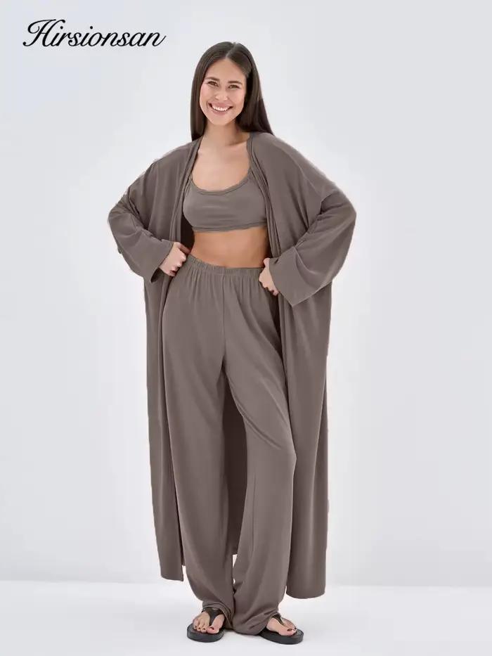 Ensemble trois pièces en modal et élasthanne pour femmes, décontracté et élégant, idéal pour l'automne et l'hiver, occaseions quotidiennes et spéciales