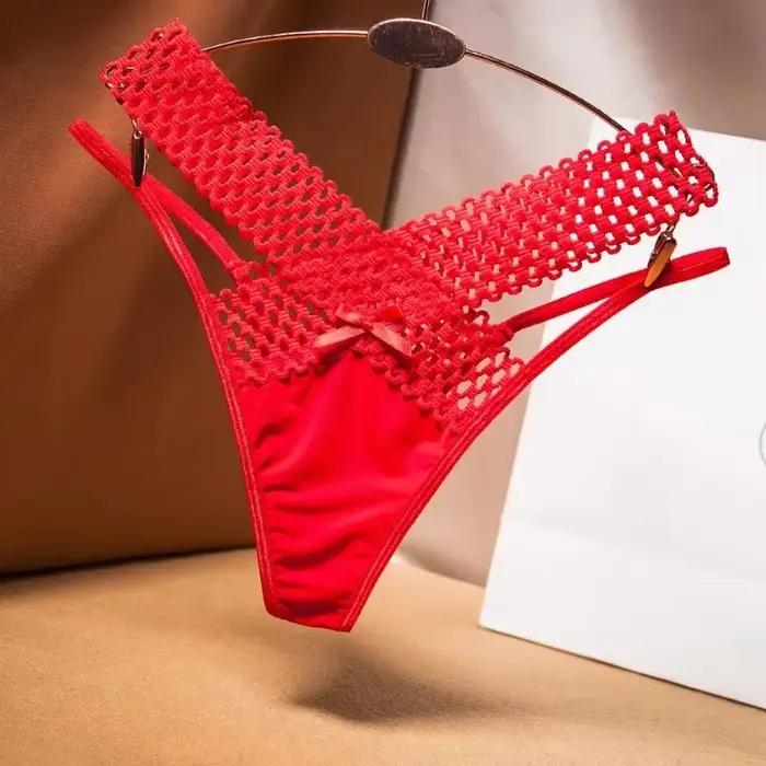 2024 dámske nohavičky krížový strih tangá z ľadového hodvábu športová móda perspektíva nízky pás stuhy Трусы Ж Dön (@е sexy spodná bielizeň