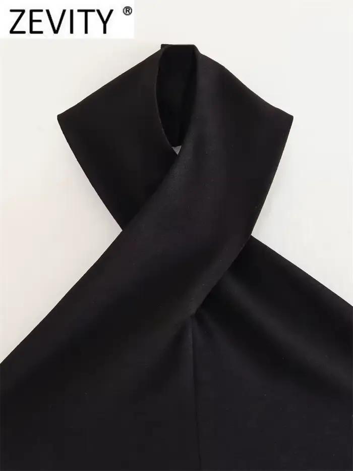 Blouse ZEVITY en acétate et polyester, coupe mince, design audacieux, col haut, sans manches, pour femmes élégantes, idéale pour les occasions estivales