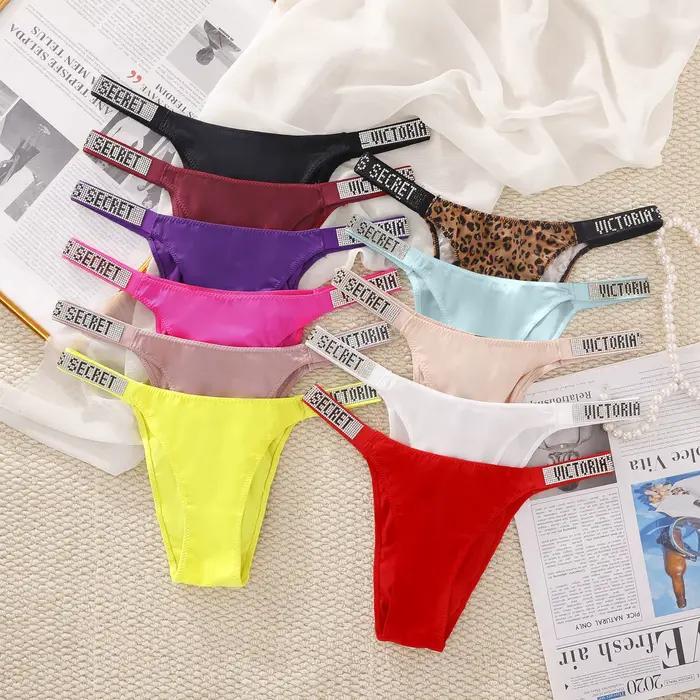 Klasické pruhované Victoria's Secret V-Chain tangá z čipky