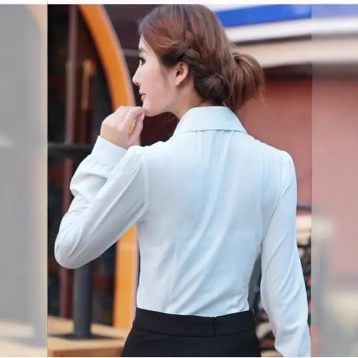 Elegantná biela kancelárska blúzka pre ženy