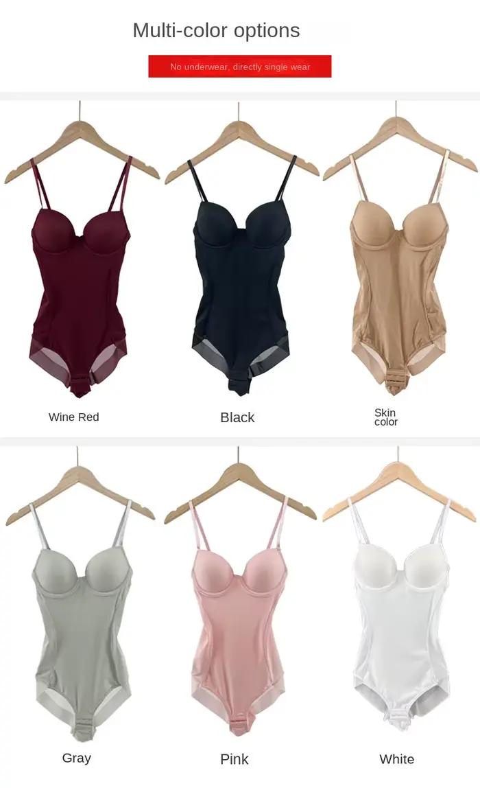 Body blanc à armatures pour femmes, sous-vêtements soyeux, extensibles, couleur unie