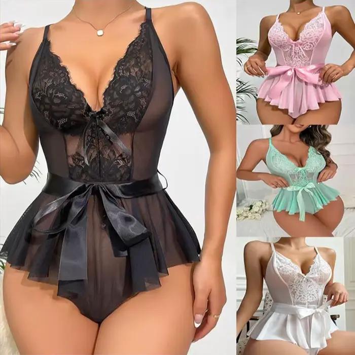 Dámske pyžamo s čipkou nočná bielizeň set S-XL Sexy