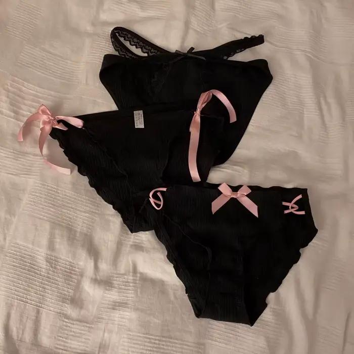 Culotte à lacets pour femmes, coupe croisée, entrejambe en coton, taille moyenne, sous-vêtements pour filles, caleçon confortable ajouré