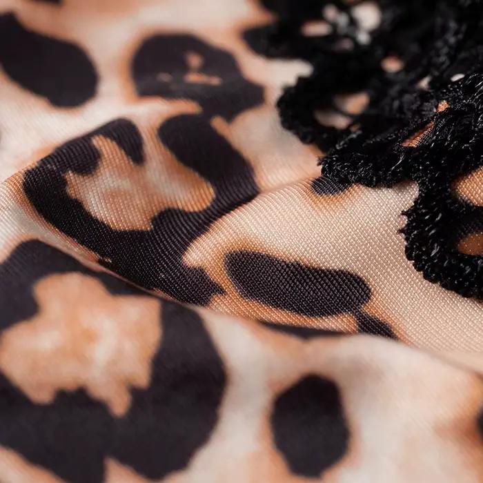 Dámske boxerky leopard a čerešňa potlač Sexy spodná bielizeň z čipky vysoko elastická Lingerie