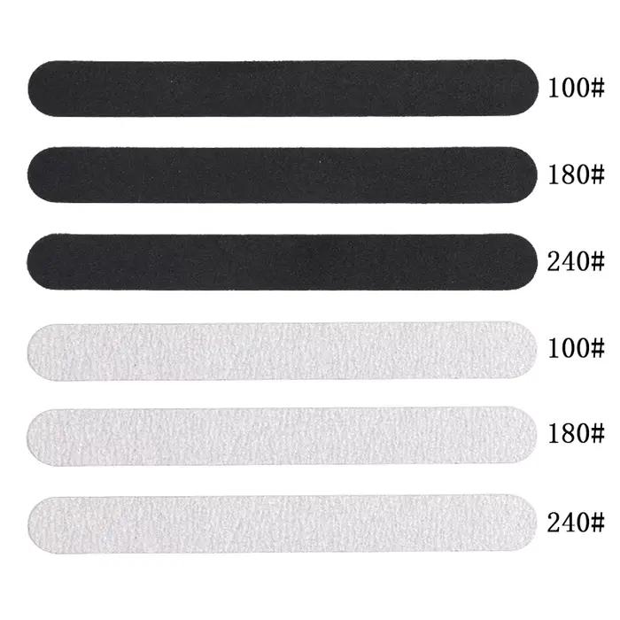 Náhradný pilník na nechty rovný 100/180/240 10 kusov brúsny papier odnímateľný sivý/čierny s rukoväťou z nehrdzavejúcej ocele