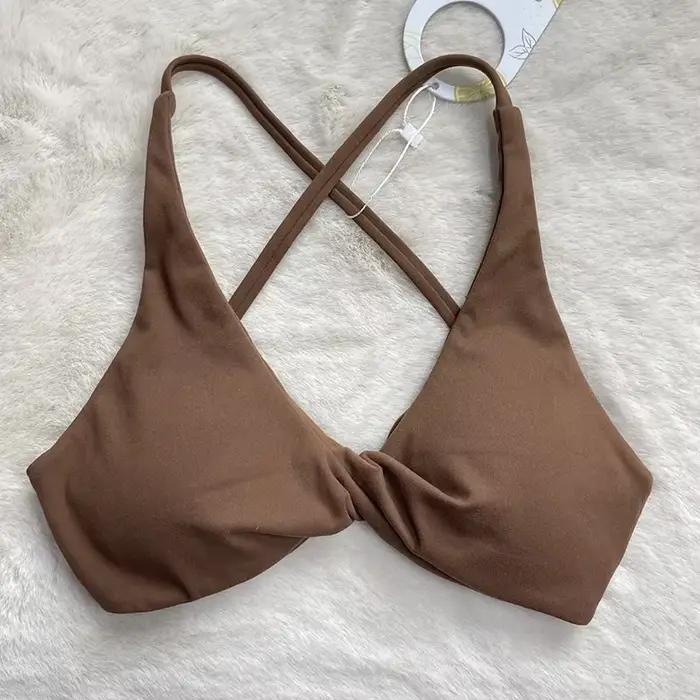 Brassière sportive SHINBENE en nylon respirante avec armatures et brides croisées pour femmes activités physiques yoga running exposant dos délicat