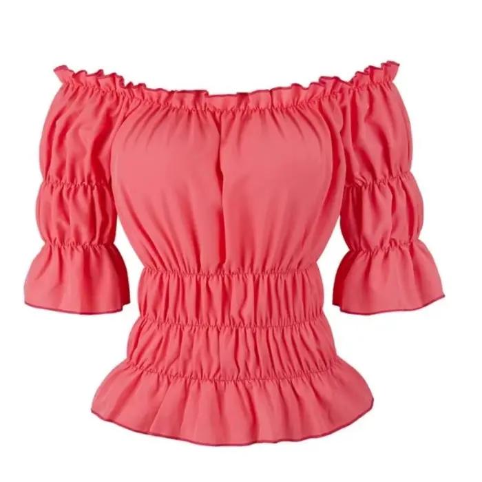 Chemisier Renaissance Médiévale pour Femme, Sexy, Off Initiated, Slim Fit, Steampunk Cosplay, Chemise 7.5 ate, Manches Courtes, Corset, Top, Taille Plus