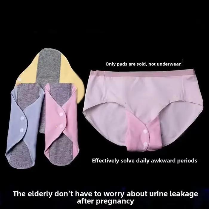Ensemble de couches réutilisables pour adultes, culottes lavables en coton, doublures de culottes, coussin d'hygiène féminine, période pour personnes âgées, prévient les fuites d'urine, 3/5 pièces