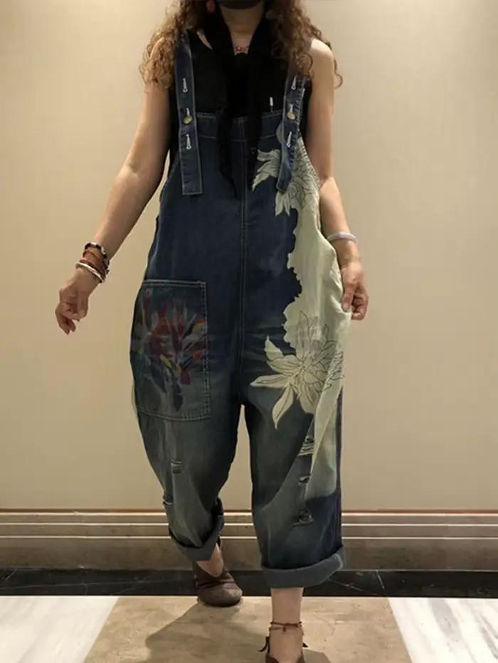 Amax luluE 2025 kórejská móda jar žena potlač Denim overal dámy Vintage Džínsy ležérne ženy nohavice