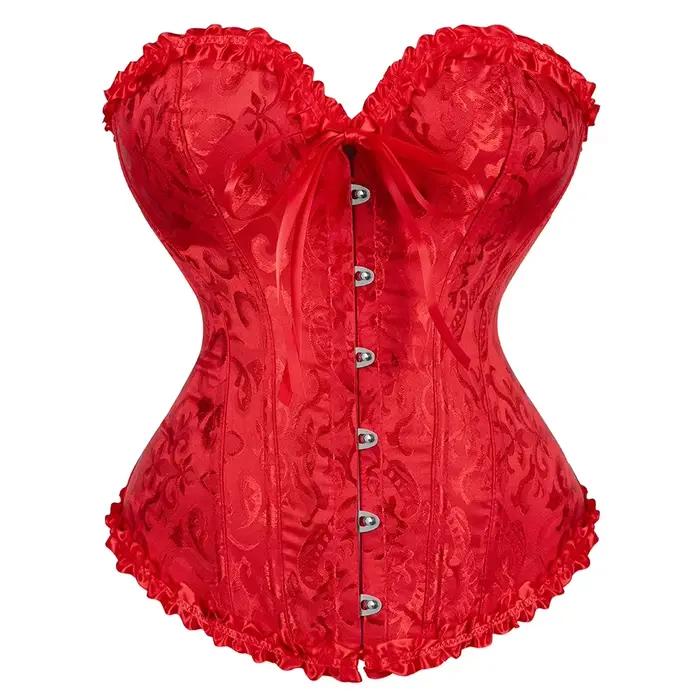 Femmes Sexy Bustiers et Corsets Floral couverture en dentelle pour les femmes Vintage Corset gothique surbuste Satin Jacquard Corsets