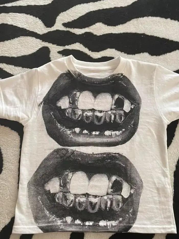 Punk Y2K baby krátky rukáv gotické tričko pouličná móda ženy voľný čas základné