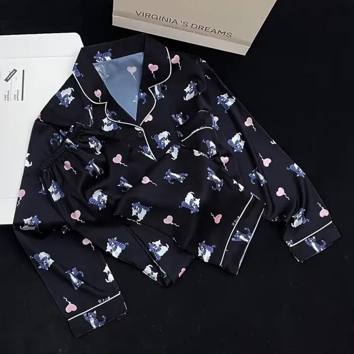 Vêtements de nuit de style européen pour femmes, élegant, irritation y, mode, salons féminins, esthétique, imprimé, printemps, automne, pyjamas doux, Y2K