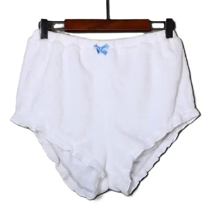Culottes épaisses et chaudes en flanelle blanche, taille élastique, toucher doux, avec nœud, légères, sexy, pour la danse et les fêtes