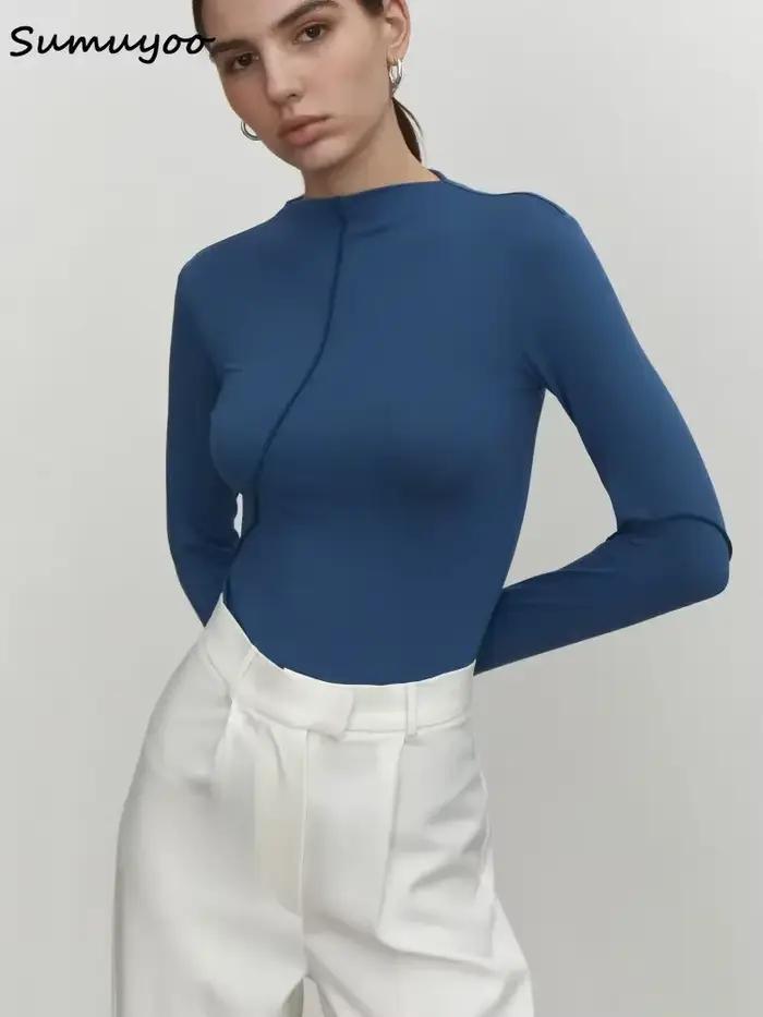 Summkoo-Dámske tričko Slim Fit s dlhým rukávom