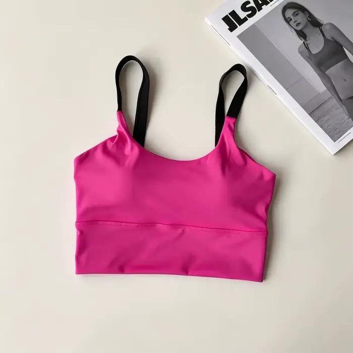 Soutien-gorge de yoga Naked Feel avec coussinets intégrés, séchage rapide, antichoc, débardeur de sport contrasté pour femme