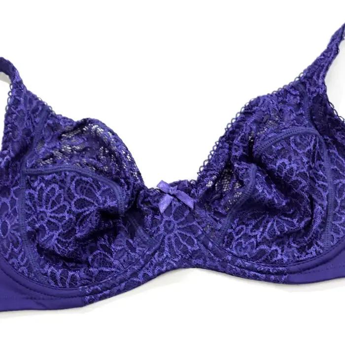 Beauwear soutien-gorge à armatures pour gros seins femme couleur unie soutien-gorge en dentelle florale pour femmes mince sous-vêtements sans doublure-7121