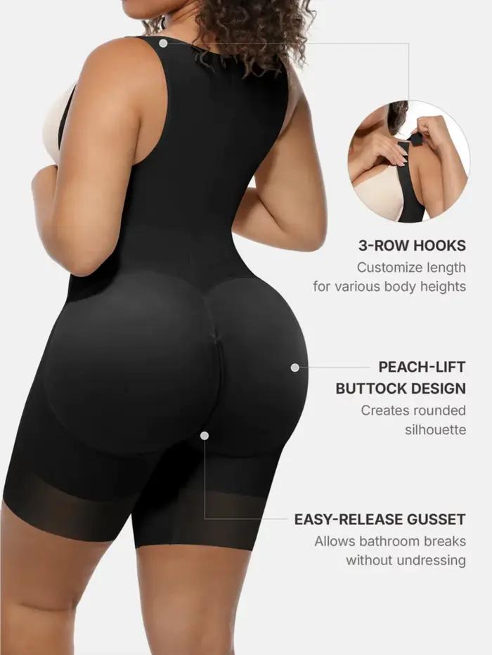 1 pièce Body sculptant intégral pour femme, avec soutien de la poitrine en U, contrôle de la taille et effet fessier galbé, post-chirurgical 