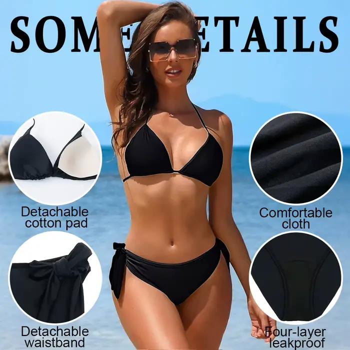 Maillot de bain bikini écologique, culotte menstruelle, 4 couches, anti-fuite, à nouer sur les côtés, vêtements de bain pour les règles, adapté aux femmes pendant leurs règles
