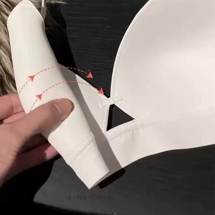 Soutien-gorge d'été à petit boutonnage pour femmes, léger, micro-rassemblement, seins latéraux, anti-affaissement, sans fil, nu, confortable, sans bretelle