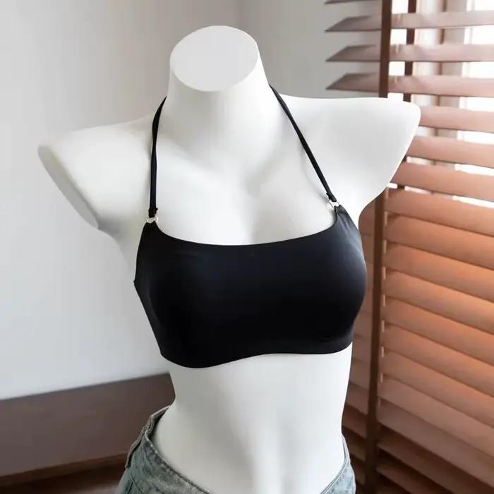 Soutien-gorge Halter sans couture et sans dos pour femme, sans armatures, push-up, anti-affaissement, doux et confortable, pour usage quotidien, maison ou bureau, tailles S M L XL