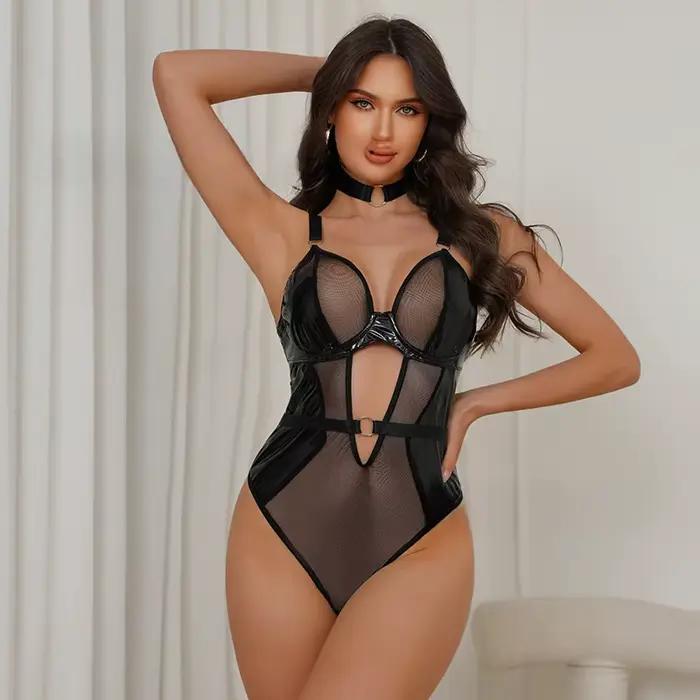 Sexy telové body z priedušného polyesteru s čipkou