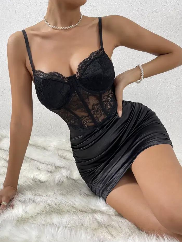 Camisole en polyester et élasthanne pour femmes junior, style sexy et club, col en V, broderie, motif floral, silhouette gaine, mini et au-dessus du genou, sans manches, ajustement mince, fermeture pull