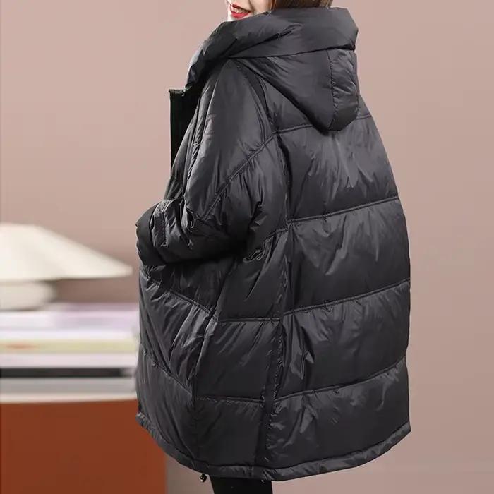 Nouvelle Veste D'Hiver Femme En Duvet De Canard Blanc Avec Capuche Généreuse Et Style Décontracté Pour Occasions Spéciales Et Journées Glaciales