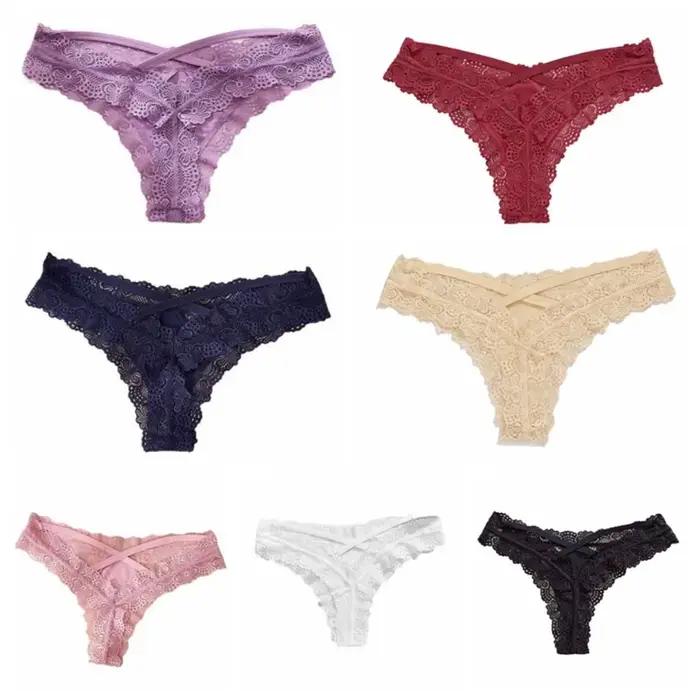 Lingerie féminine : Culottes et strings en dentelle, taille basse, sans couture, respirants, ajourés, cadeaux